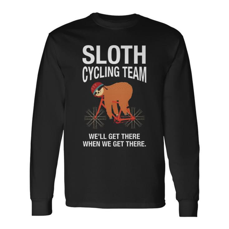 Sloth Cycling Team Lazy Sloth Sleeping Bicycle Long Sleeve T-Shirt