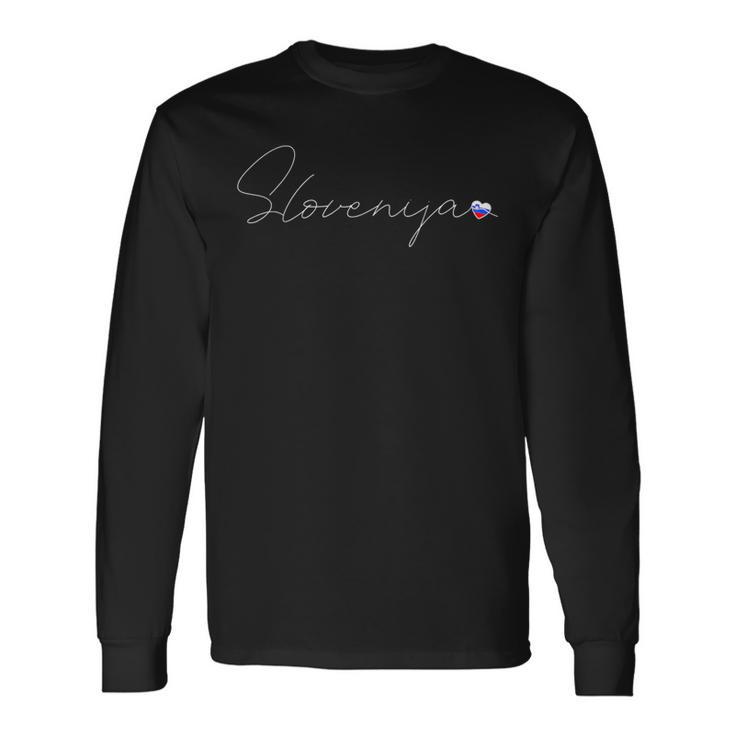 Slovenija Love Slovenian Flag And Heart On Slovenia S Langarmshirts Geschenkideen