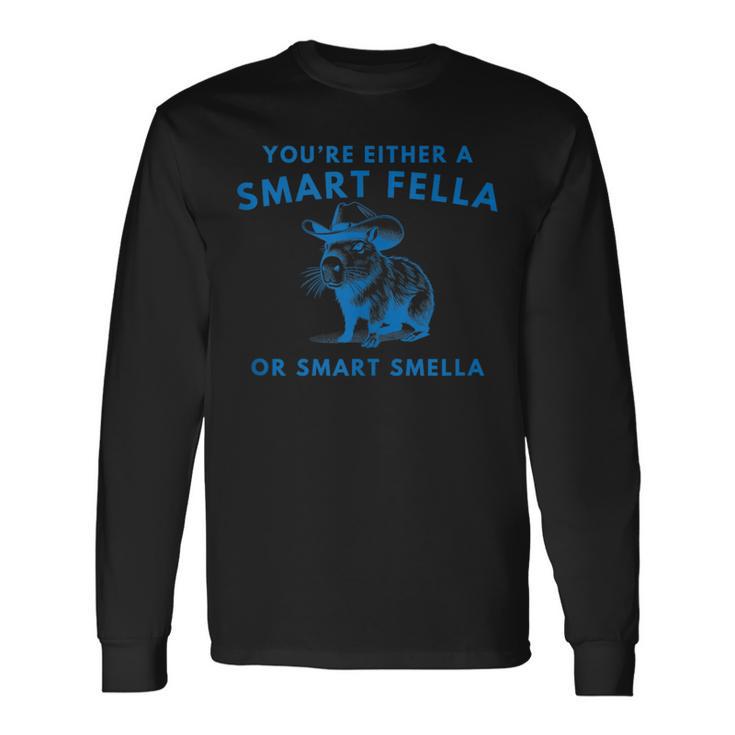 Are You A Smart Fella Or Fart Smella Vintage Style Retro Long Sleeve T-Shirt Gifts ideas