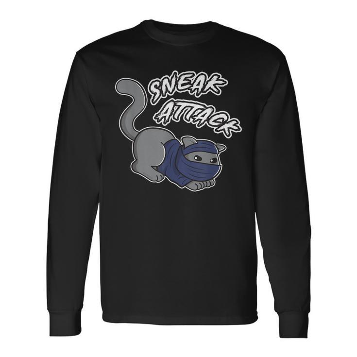 Sneak Attack Thief Gamer Video Gamer Fun Gaming Cat Long Sleeve T-Shirt Gifts ideas