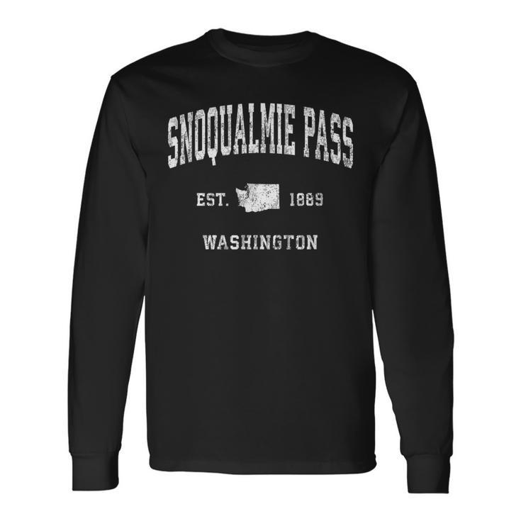 Snoqualmie Pass Washington Wa Vintage Athletic Sports Long Sleeve T-Shirt
