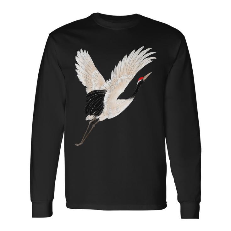 Snow Crane Bird White Bird Watching Expert Bird Photographer Long Sleeve T-Shirt