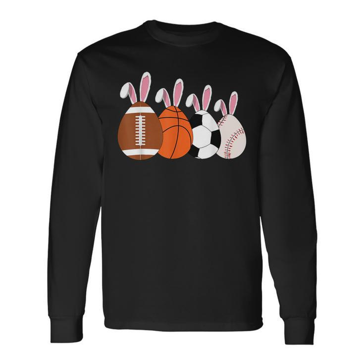 Soccer Basketball Baseball Football Sports Easter Rabbits Long Sleeve T-Shirt