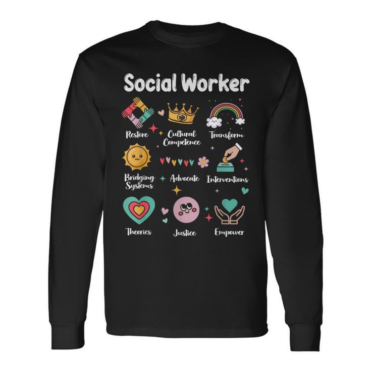 Social Worker Work Love Social Work Month Long Sleeve T-Shirt