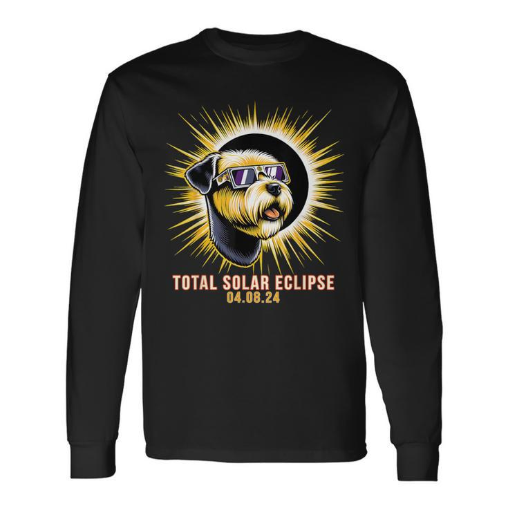 Soft-Coated Wheaten Terrier Dog Watching Total Solar Eclipse Long Sleeve T-Shirt