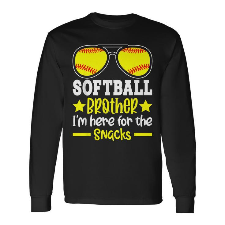 Softball Brother I'm Just Here For The Snacks Retro Long Sleeve T-Shirt Gifts ideas