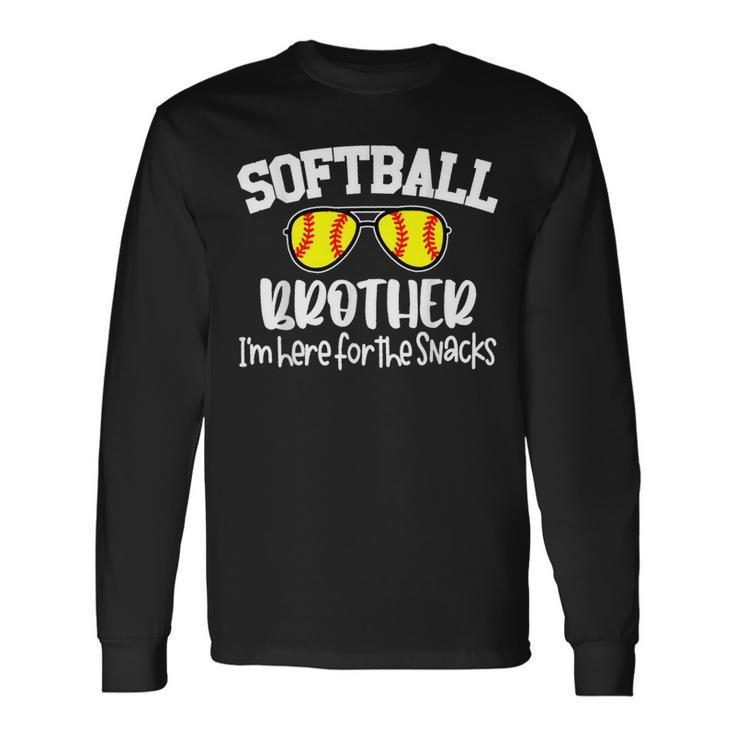 Softball Brother I'm Just Here For The Snacks Retro Softball Long Sleeve T-Shirt
