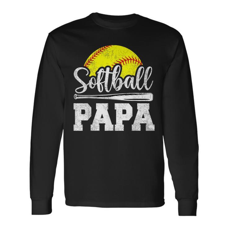 Softball Papa Softball Player Game Day Father's Day Long Sleeve T-Shirt