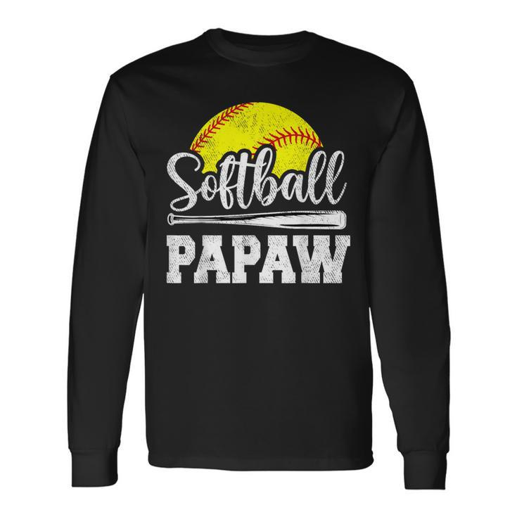 Softball Papaw Softball Player Game Day Father's Day Long Sleeve T-Shirt