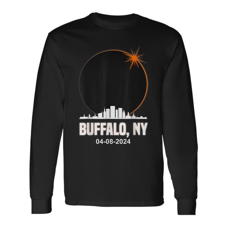 Solar Eclipse 2024 Buffalo Skyline Total Solar Eclipse Long Sleeve T-Shirt Gifts ideas