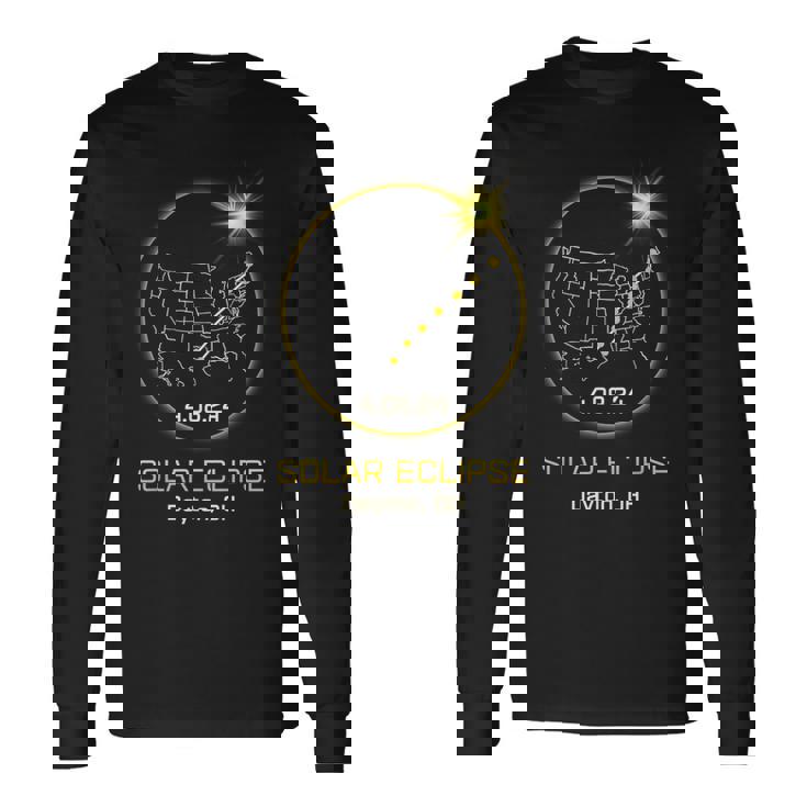 Solar Eclipse 2024 Dayton Oh Ohio Totality Eclipse Long Sleeve T-Shirt