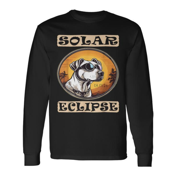 Solar Eclipse 2024 Dog Total Solar Astronomy Long Sleeve T-Shirt