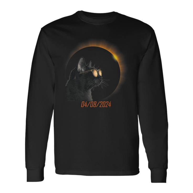 Solar Eclipse 2024 Cat Wearing Solar Glasses Long Sleeve T-Shirt Gifts ideas