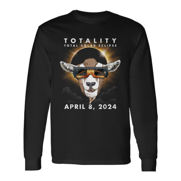 Solar Eclipse 2024 Goat Wearing Eclipse Glasses Long Sleeve T-Shirt Gifts ideas
