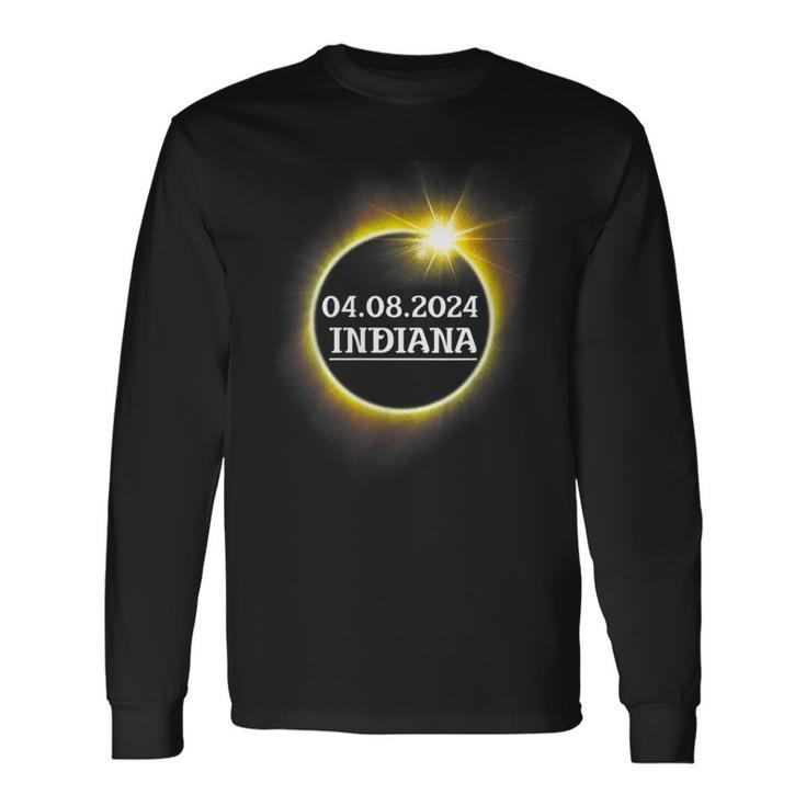 Solar Eclipse 2024 Indiana Usa State Totality Path Souvenir Long Sleeve T-Shirt