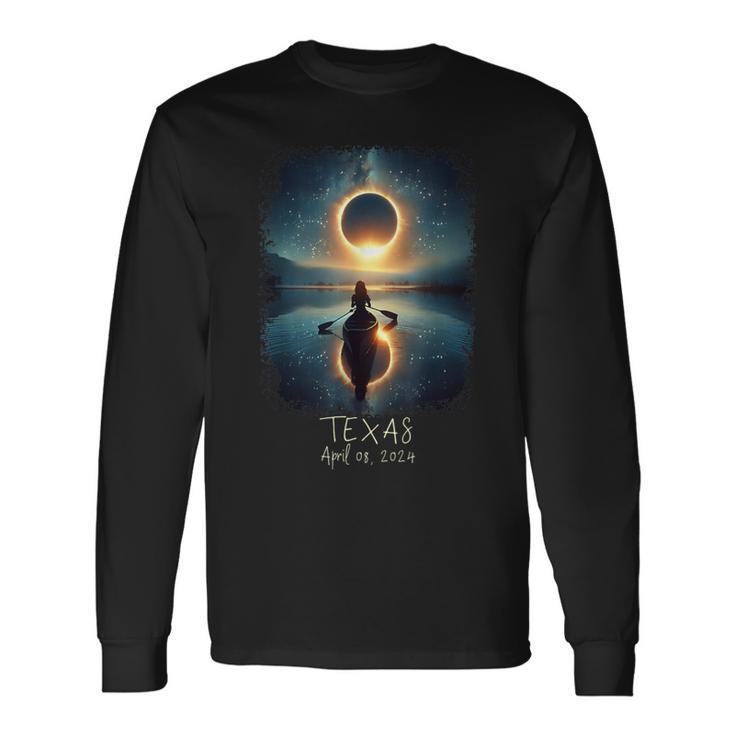 Solar Eclipse 2024 Lake Reflections Texas Solar Eclipse Long Sleeve T-Shirt Gifts ideas