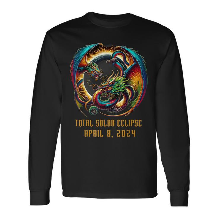Solar Eclipse 2024 Mystical Dragon Fantasy Lover Long Sleeve T-Shirt