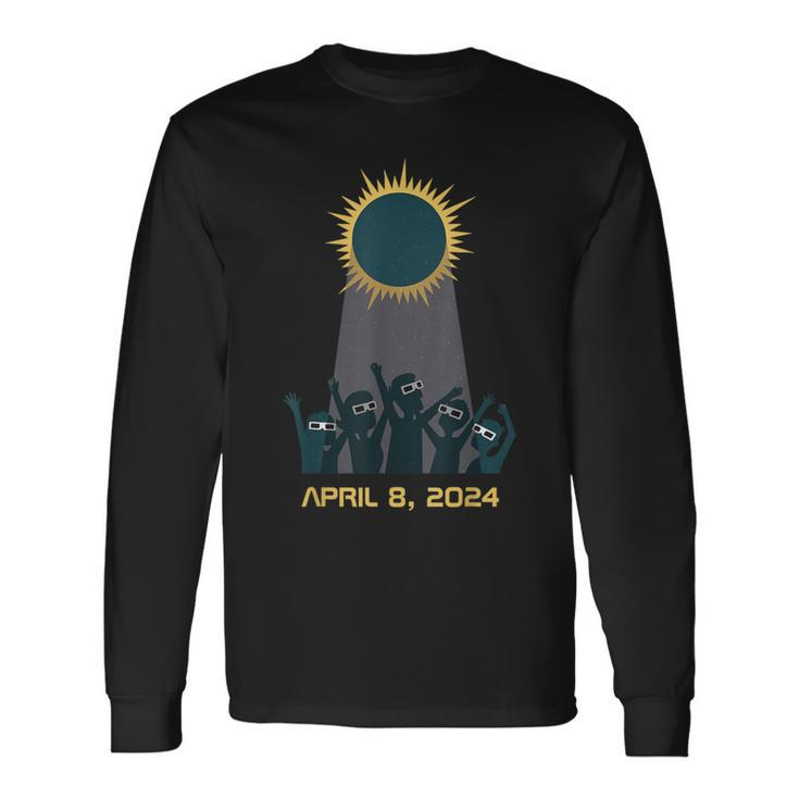 Solar Eclipse 2024 People Wearing Solar Eclipse Glasses Long Sleeve T-Shirt Gifts ideas