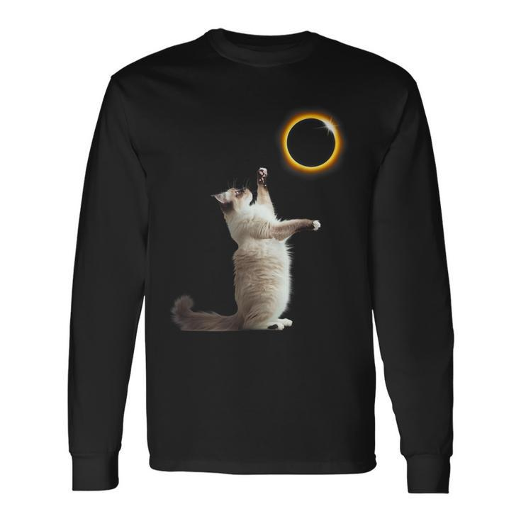 Solar Eclipse 2024 Ragdoll Cat America Totality Long Sleeve T-Shirt