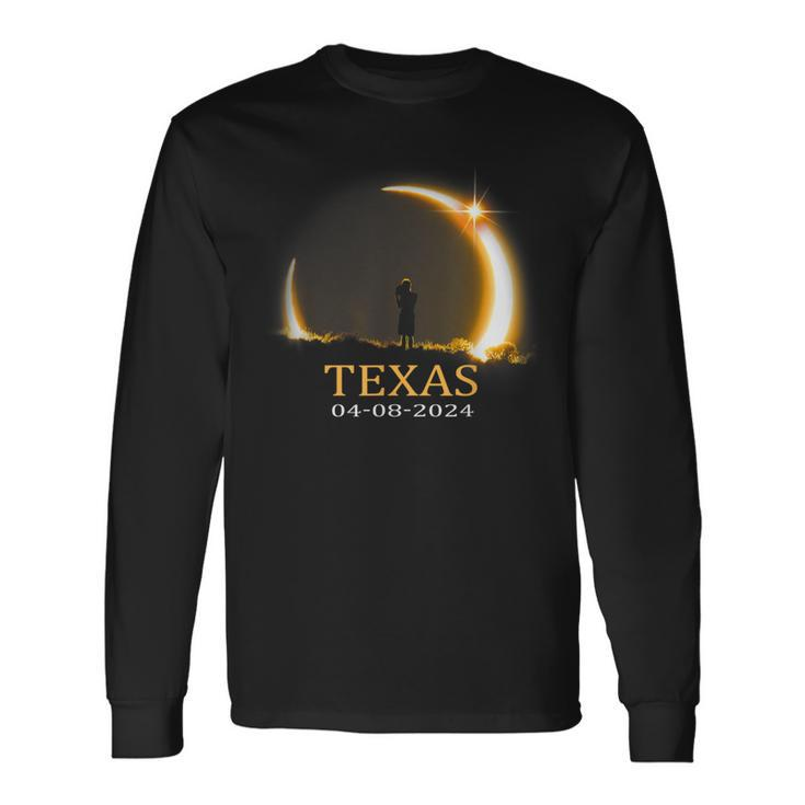 Solar Eclipse 2024 State Texas Total Solar Eclipse Long Sleeve T-Shirt