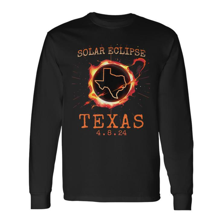 Solar Eclipse 2024 Texas Usa State Totality Path Souvenir Long Sleeve T-Shirt Gifts ideas