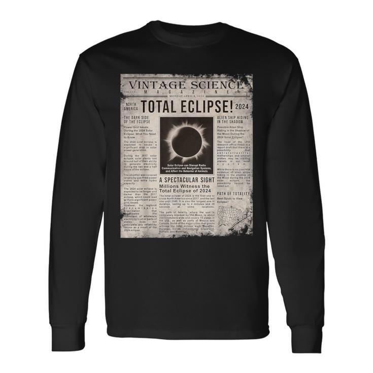 Solar Eclipse 2024 Total Eclipse Vintage Graphic Long Sleeve T-Shirt