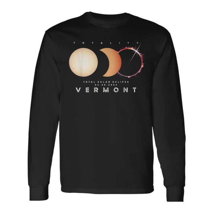 Solar Eclipse 2024 Vermont Total Eclipse American Graphic Long Sleeve T-Shirt
