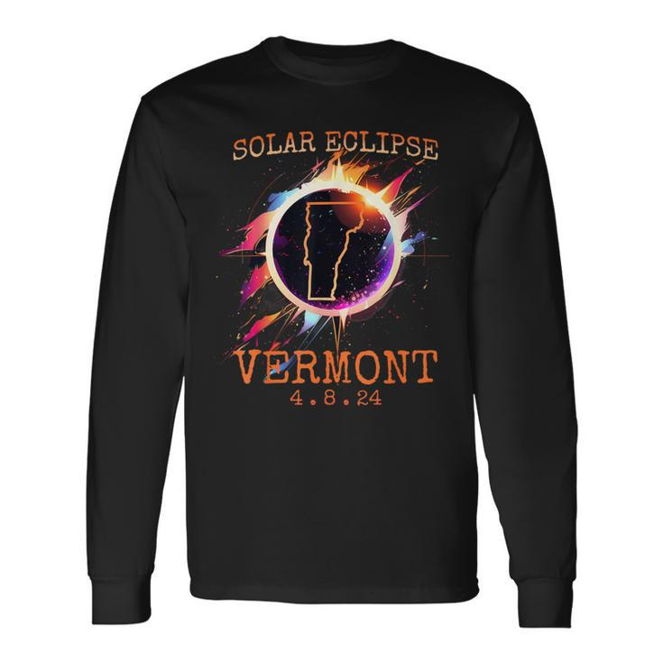 Solar Eclipse 2024 Vermont Usa State Totality Path Souvenir Long Sleeve T-Shirt