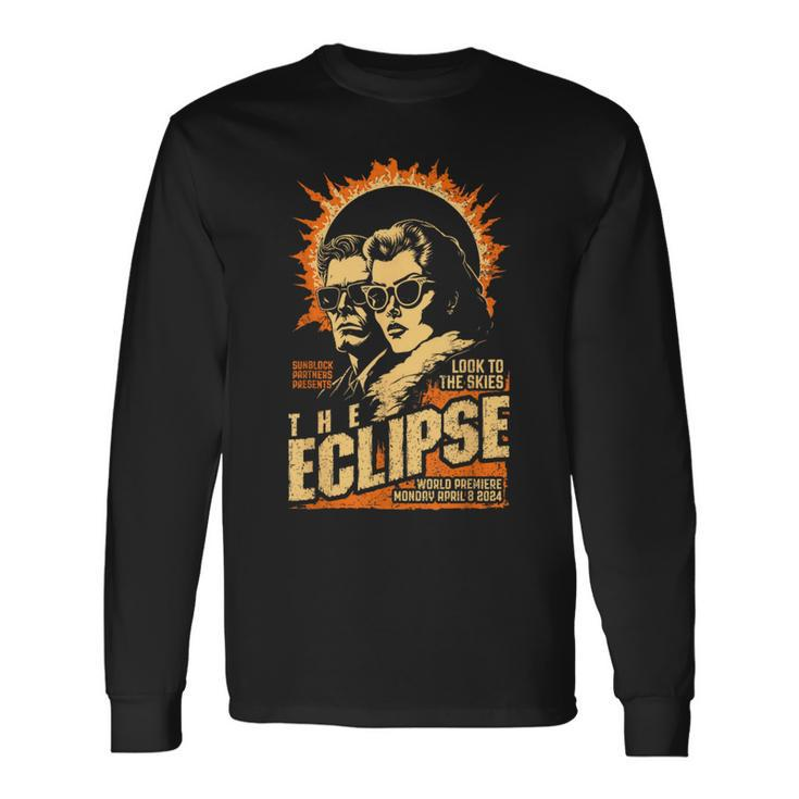 Solar Eclipse 2024 Vintage Science Fiction Movie Poster Long Sleeve T-Shirt Gifts ideas