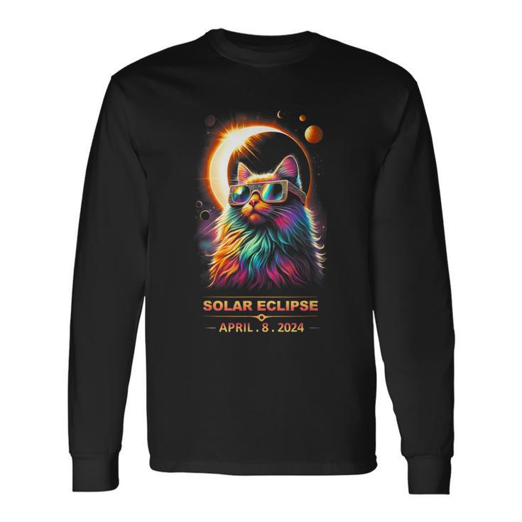 Solar Eclipse April 8 2024 Cats Lovers Long Sleeve T-Shirt