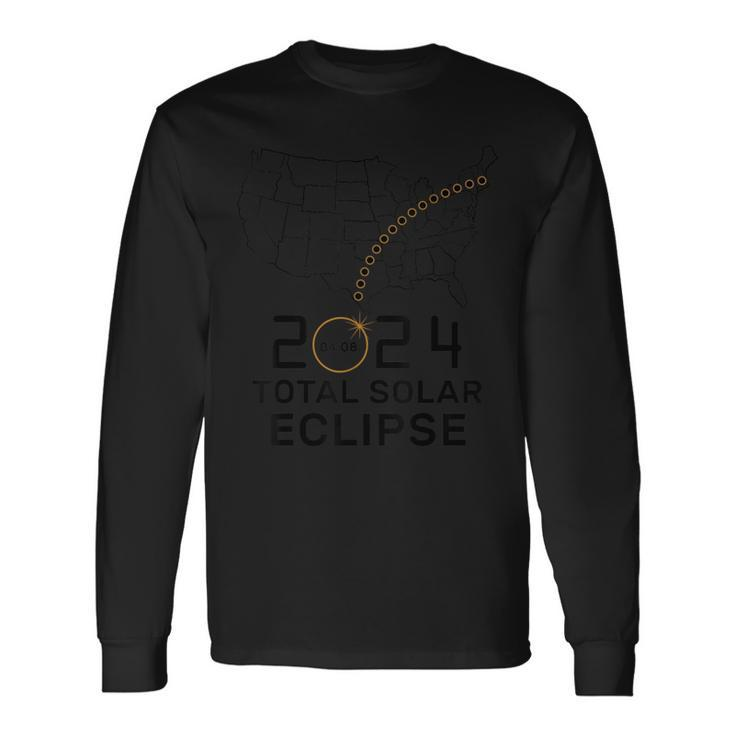 Solar Eclipse April 8 2024 Usa Map Total Solar Eclipse 2024 Long Sleeve T-Shirt