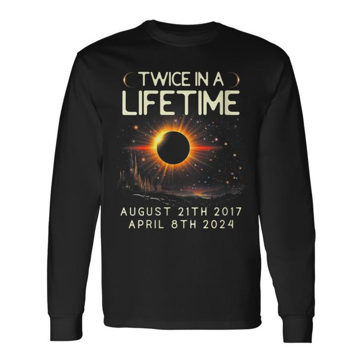 Solar Eclipse Astronomy Twice In Lifetime 2024 Solar Eclipse Long Sleeve T-Shirt