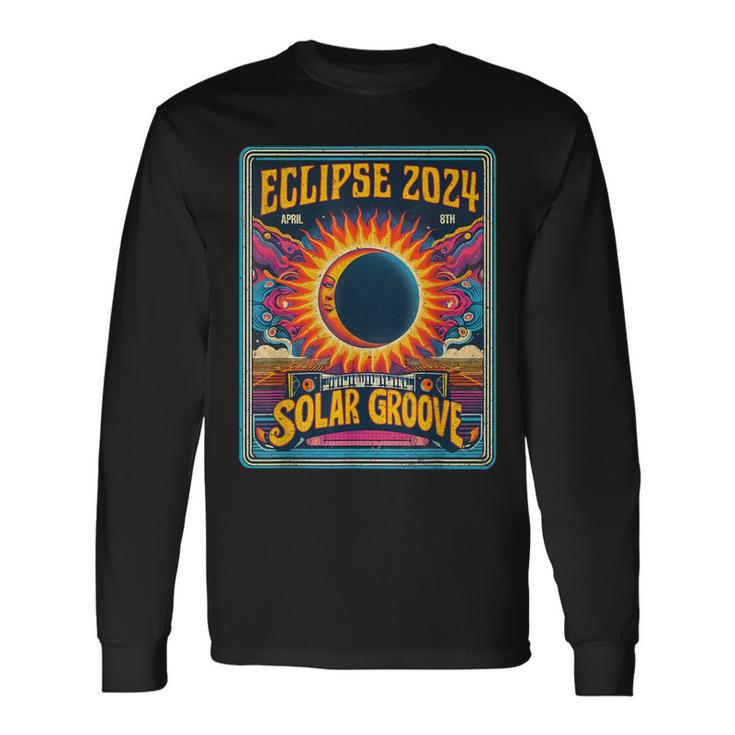 Solar Eclipse Retro Style Path Of Totality 2024 Vintage Long Sleeve T-Shirt Gifts ideas