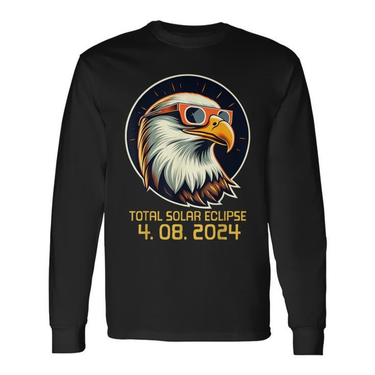 Solar Eclipsetwice In Lifetime 2024 Solar Eclipse Bald Eagle Long Sleeve T-Shirt Gifts ideas