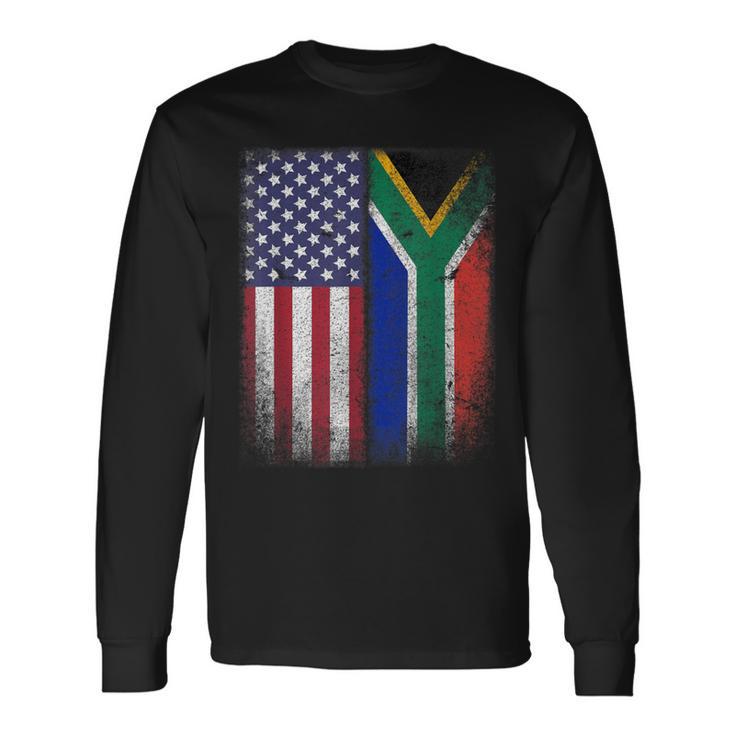 South African American Flag South Africa Usa America Long Sleeve T-Shirt Gifts ideas