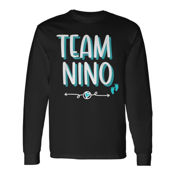 Spanish Gender Reveal Team Niño Boy Mexican Baby Party Long Sleeve T-Shirt