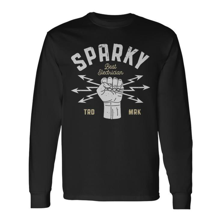 Sparky Electrician Dad Retro Vintage Long Sleeve T-Shirt