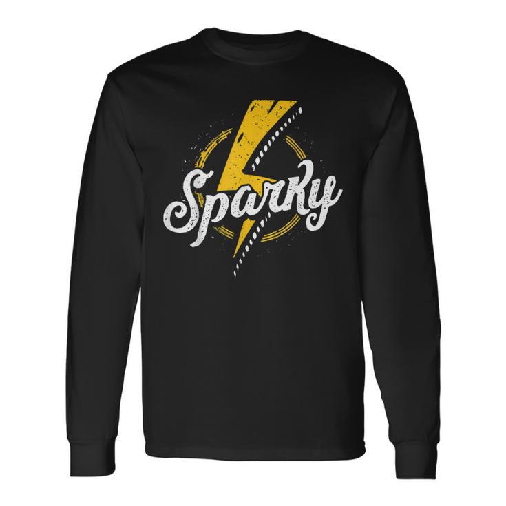 Sparky Electrician Lineman Dad Retro Vintage Men Long Sleeve T-Shirt