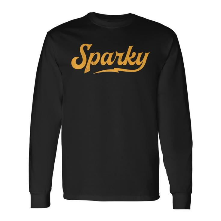 Sparky Electrician Lineman Dad Retro Vintage Novelty Long Sleeve T-Shirt Gifts ideas