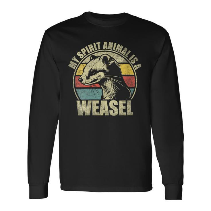 My Spirit Animal Is A Weasel Vintage Weasel Lover Long Sleeve T-Shirt