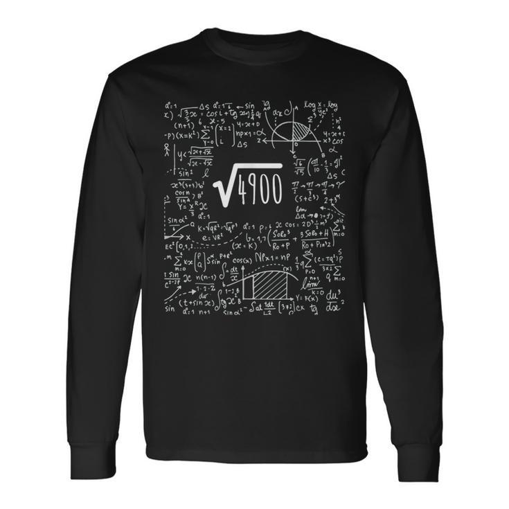 Square Root Of 4900 Birthday 70 Years Old Math Geek Long Sleeve T-Shirt