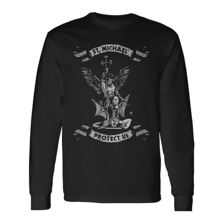 St Michael Protect Us Long Sleeve T-Shirt Gifts ideas