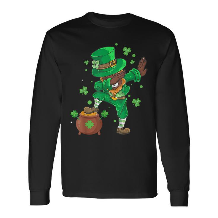 St Patrick's Day Dabbing Cool African American Dab Dance Long Sleeve T-Shirt