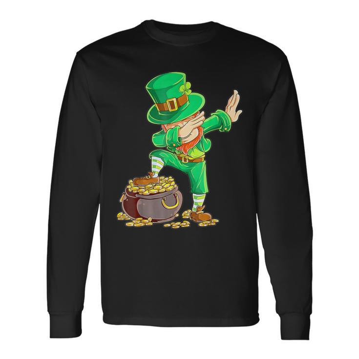 St Patrick's Day Dabbing Leprechaun Boys Dab Dance Long Sleeve T-Shirt