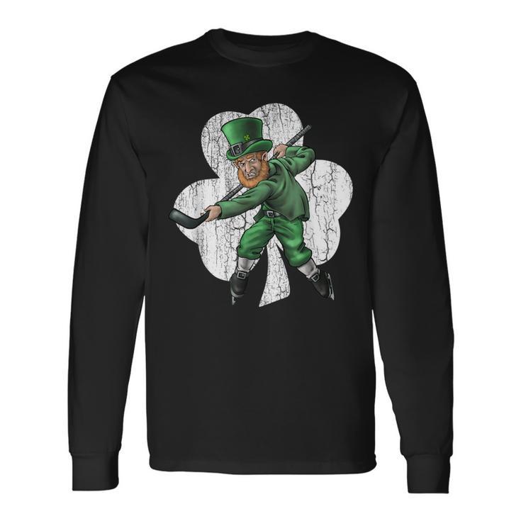 St Patrick's Day Hockey Hockey Player Leprechaun Long Sleeve T-Shirt