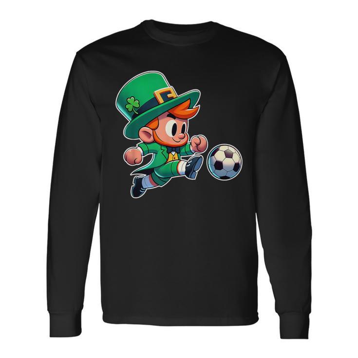 St Patrick's Day Irish Leprechaun Soccer Player Sports Long Sleeve T-Shirt Gifts ideas