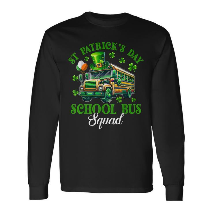 St Patrick's Day School Bus Squad Clovers School Bus Driver Long Sleeve T-Shirt