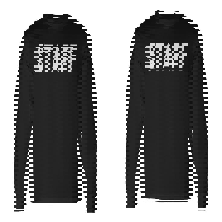 Staff Estampado En El Pecho Y La Espalda Con Texto Staff Camiseta de manga larga Ideas de regalos