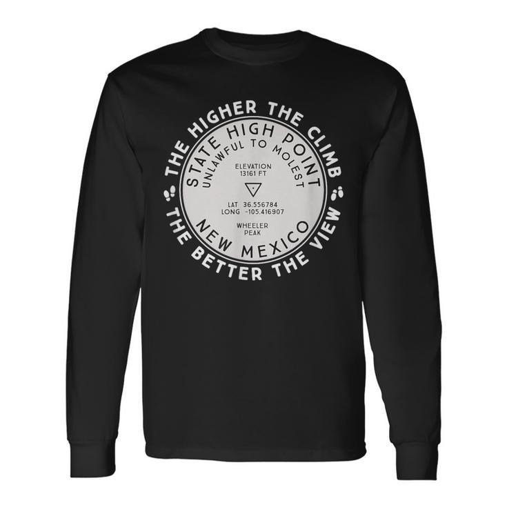 State High Point New Mexico Wheeler Peak Hiking Long Sleeve T-Shirt