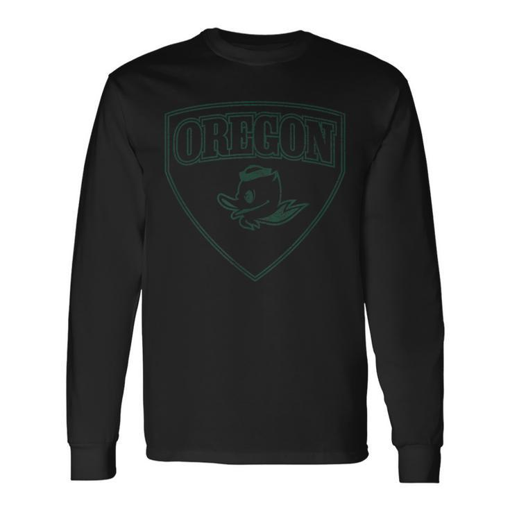 State Of Oregon Heroic Emblem Yellow Knockout Long Sleeve T-Shirt